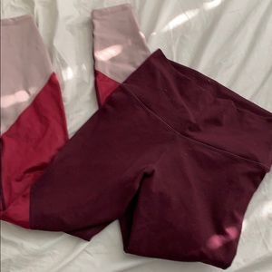 Tri Color Fabletics Powerhold 7/8 leggings SZ XS